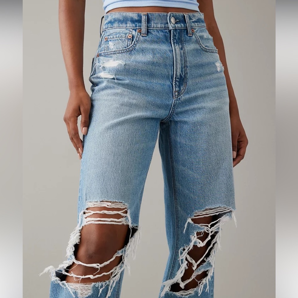 NWT! American Eagle AE Strigid Ripped Highest Waist Baggy Straight Jean - Picture 6 of 13